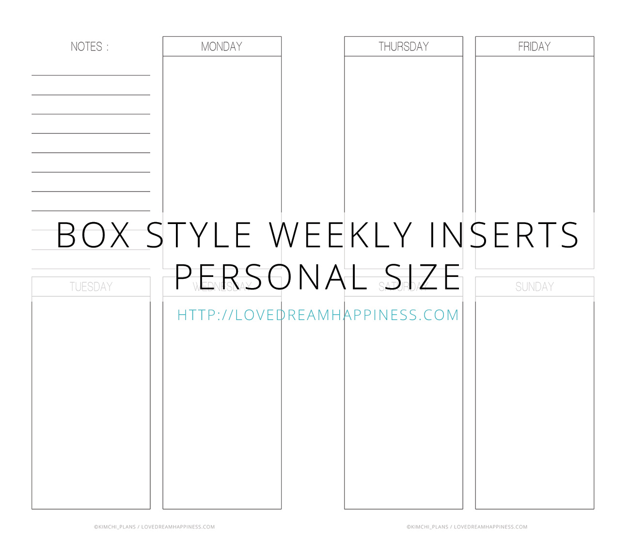 box style planner insert